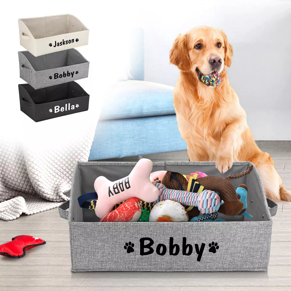 Personalized Dog Toy Basket Pet Supplies Storage Basket w/ Handle