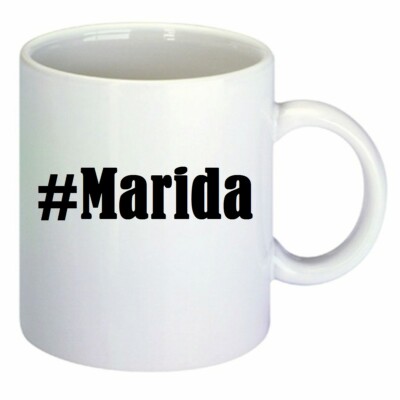Kaffeetasse #Marida Hashtag Raute Keramik Höhe 9,5cm in Weiß