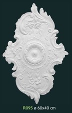 Rosone in gesso bianco per decorazione soffitto diametro 60x40 cm - R95 - Rosoni