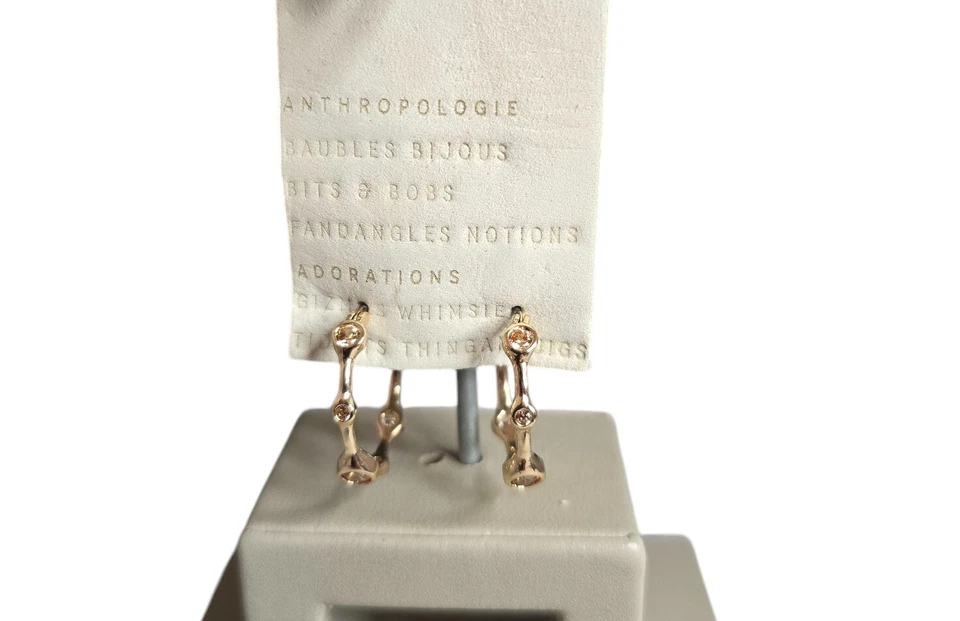 Pendientes de aro Anthropologie para mujer incrustados piedra tono dorado nuevos con etiquetas Foto 2 de 4