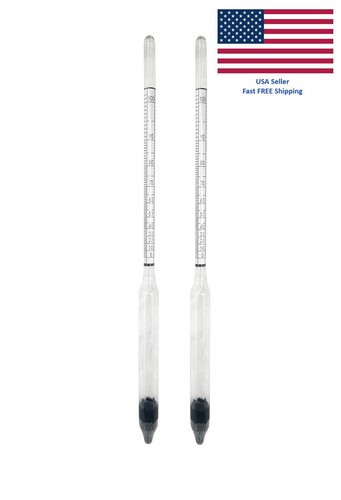 2x Alcohol Hydrometer Alcohol Meter Distilling Spirit Brandy Liquor Proof 0-100%