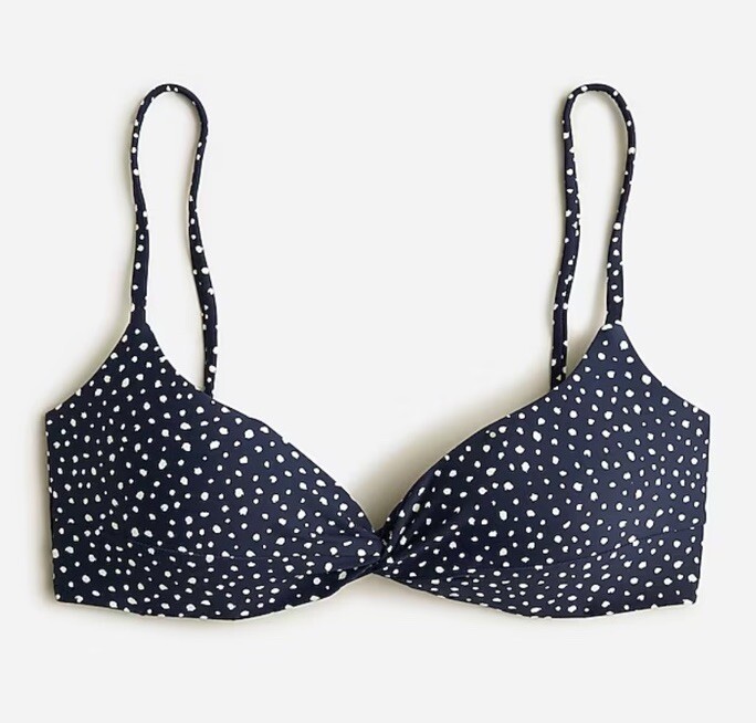 J Crew Strappy Twist Bikini Top in Dot Navy Womens Size 3X