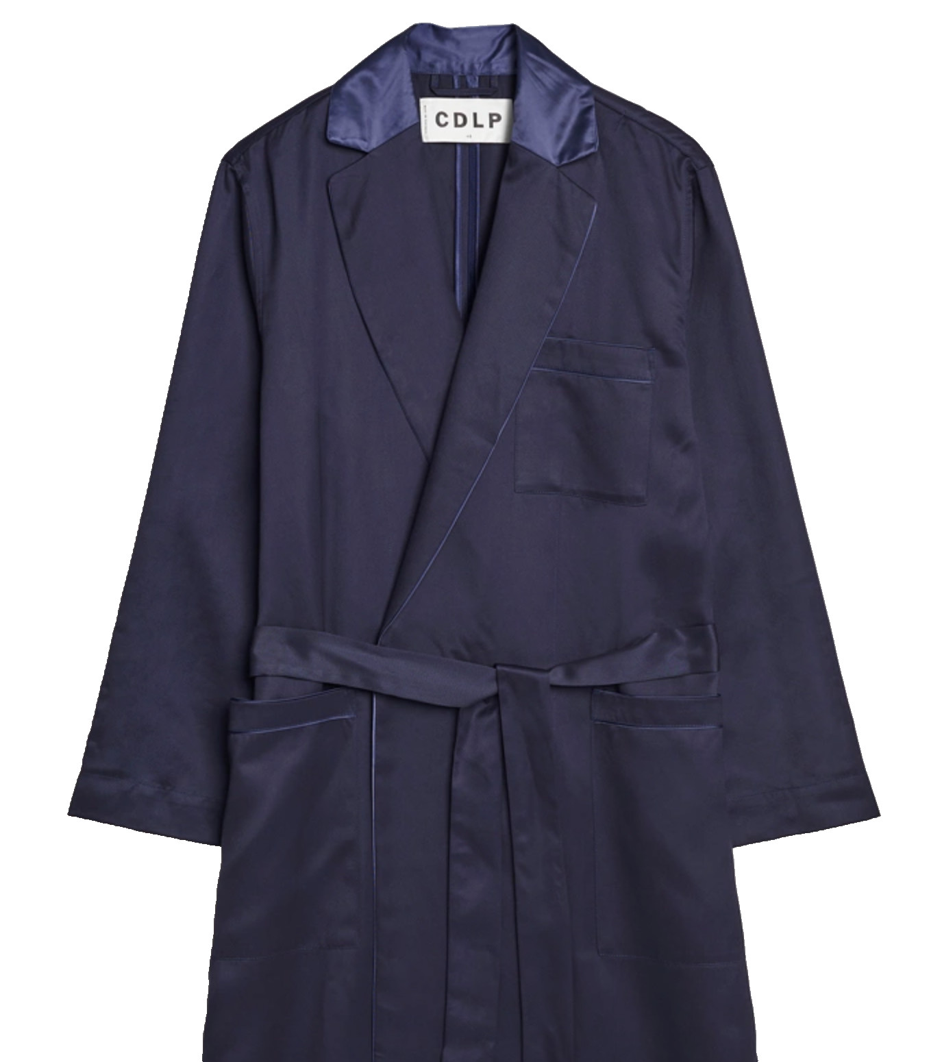 CDLP TENCEL™ LYOCELL Blue Satin Belted Robe Coat Bathrobe Coat Parka New S image 8