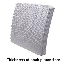 EVA Foam Exercise Floor Mat Gym Flooring Fitness Yoga Workout 6 Tiles 24"x24" Wh