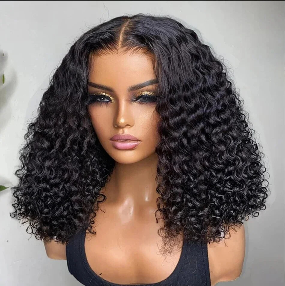 Water Wave Bob Lace Frontal Wig Curly Human Hair Wigs For  display picture 3