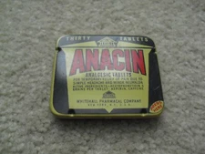Antique Metal Anacin Analgesic Tablets Empty Tin