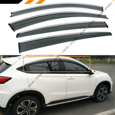 FOR 2015-22 HONDA HR-V HRV CLIP-ON CHROME TRIM WINDOW VISOR RAIN GUARD DEFLECTOR
