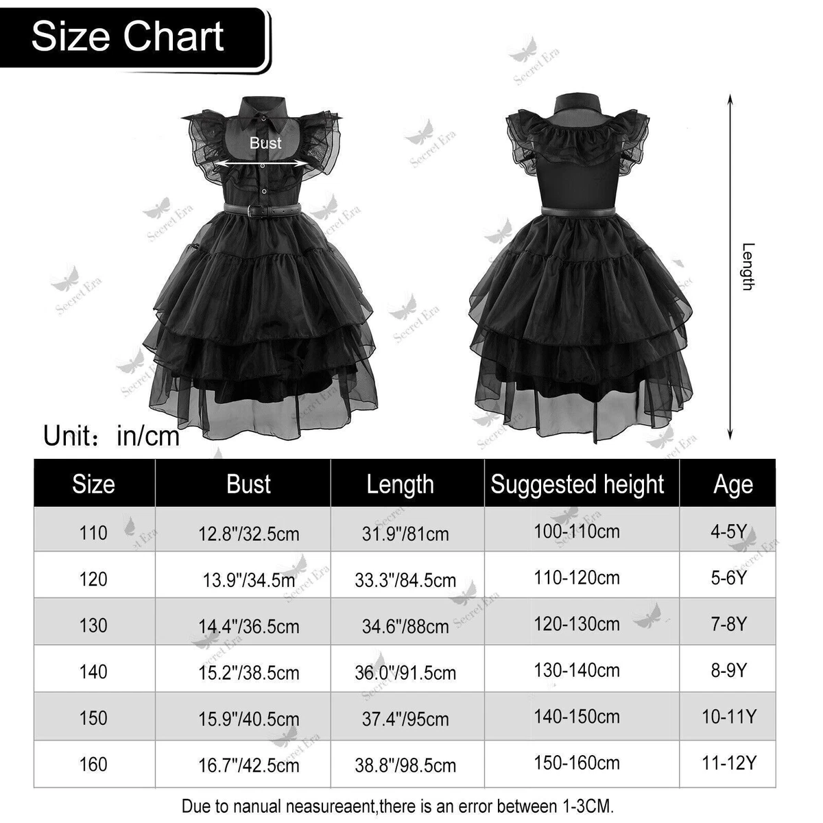 Wednesday Addams Cosplay Dress Women Girls Costumes Black Gothic Halloween Party