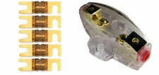 IMC Audio 70 Amp Mini ANL and 5 Fuses Fuse holder 4 6 8 Gauge Car Audio Gold