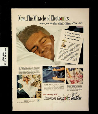 1946 Simmons Electronic Blanket Warm Comfort Man Sleep Vintage