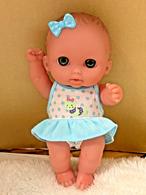 8 inch Bibi Berenguer Doll (preloved) Blue Caterpillar Outfit & Adoption Cert