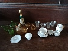 Altes Glas Puppenstube Puppen Lauscha ? Glasteile Porzellan Geschirr. 
