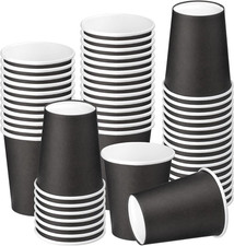 50 Pack 8oz Black Disposable Paper Coffee Cups Hot Cold Beverage Party Cups