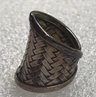Vintage Style 925 Sterling Silver Basket Weave Adjustable Ring Size 7
