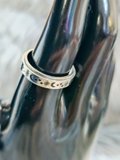 Stainless Steel Celestial Spinner Ring Moon Stars Sun Meditation Band Size U