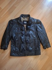 D&G Dolce & Gabbana Black Leather Jacket Ruff...