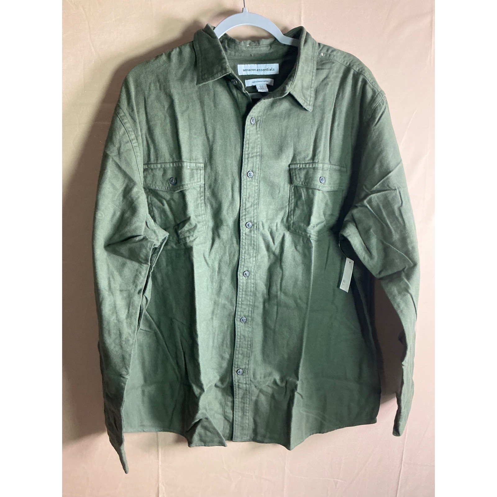 Amazon Essentials Mens Flannel Shirt Olive Green Regular Fit XL MAE25001FL18 thumbnail 2