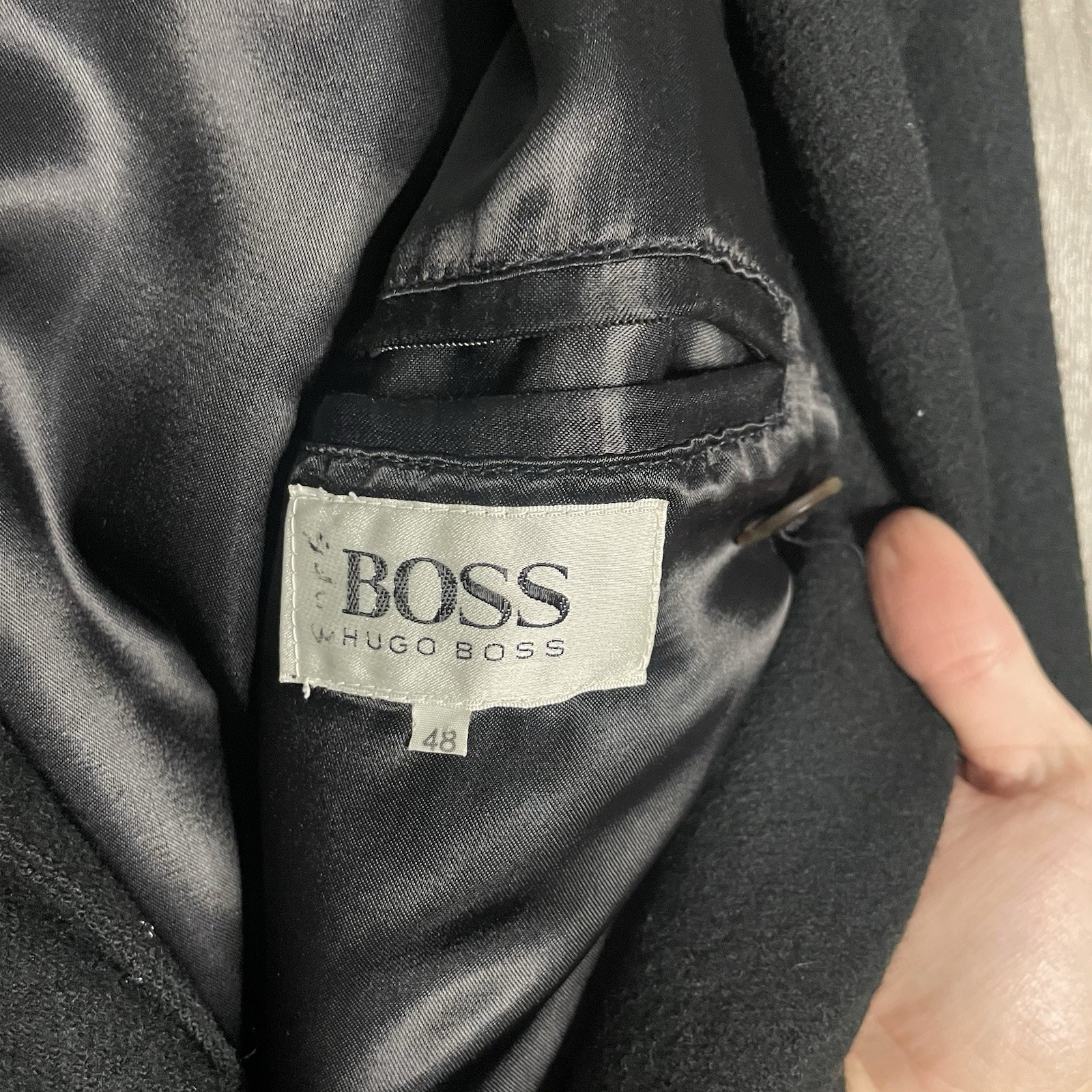 Vintage Hugo Boss Wool Bomber Jacket Black Rare Sz 48 image 4
