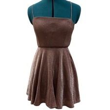 Windsor Glow Goals Glitter Knit Skater Mini Dress - Mauve, XS