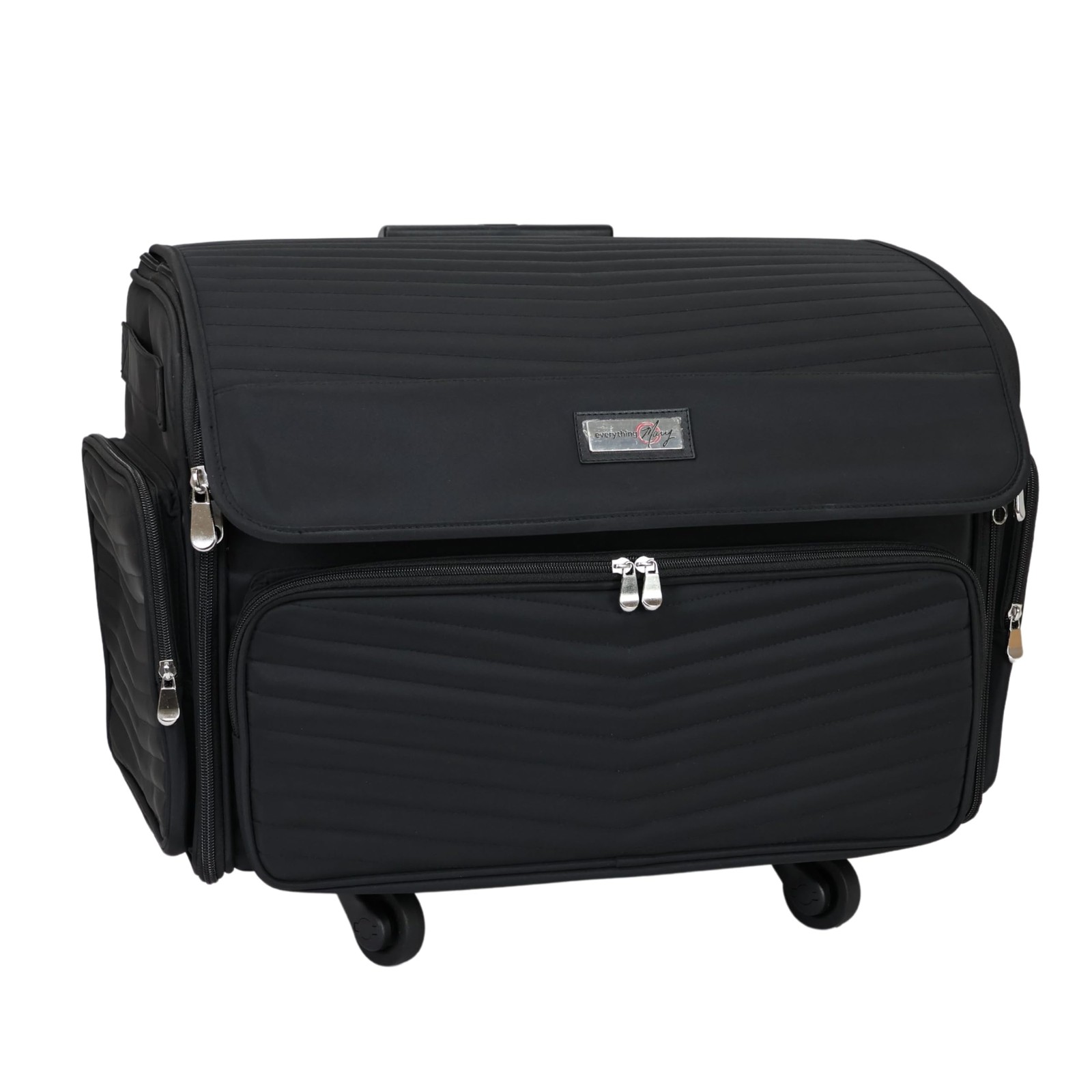 XL Rolling Sewing Machine Case – Black Craft Bag with 4 Wheels – Portable Org...