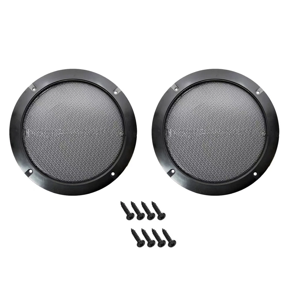 2pcs 6.5" Black Car Speakers Cover Steel Mesh Woofer Subwoofer Grill Protector q