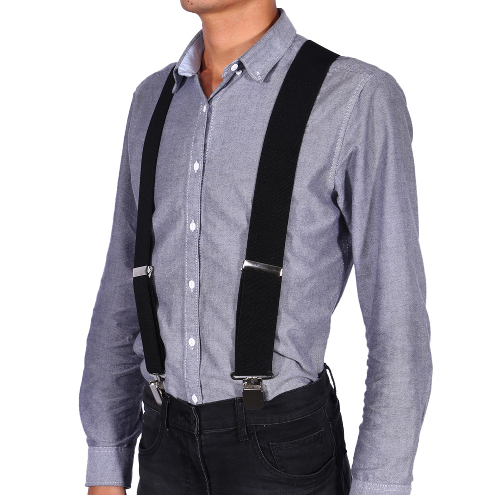 Mens Clip On Suspenders 50mm Y Shape Adjustable Braces.