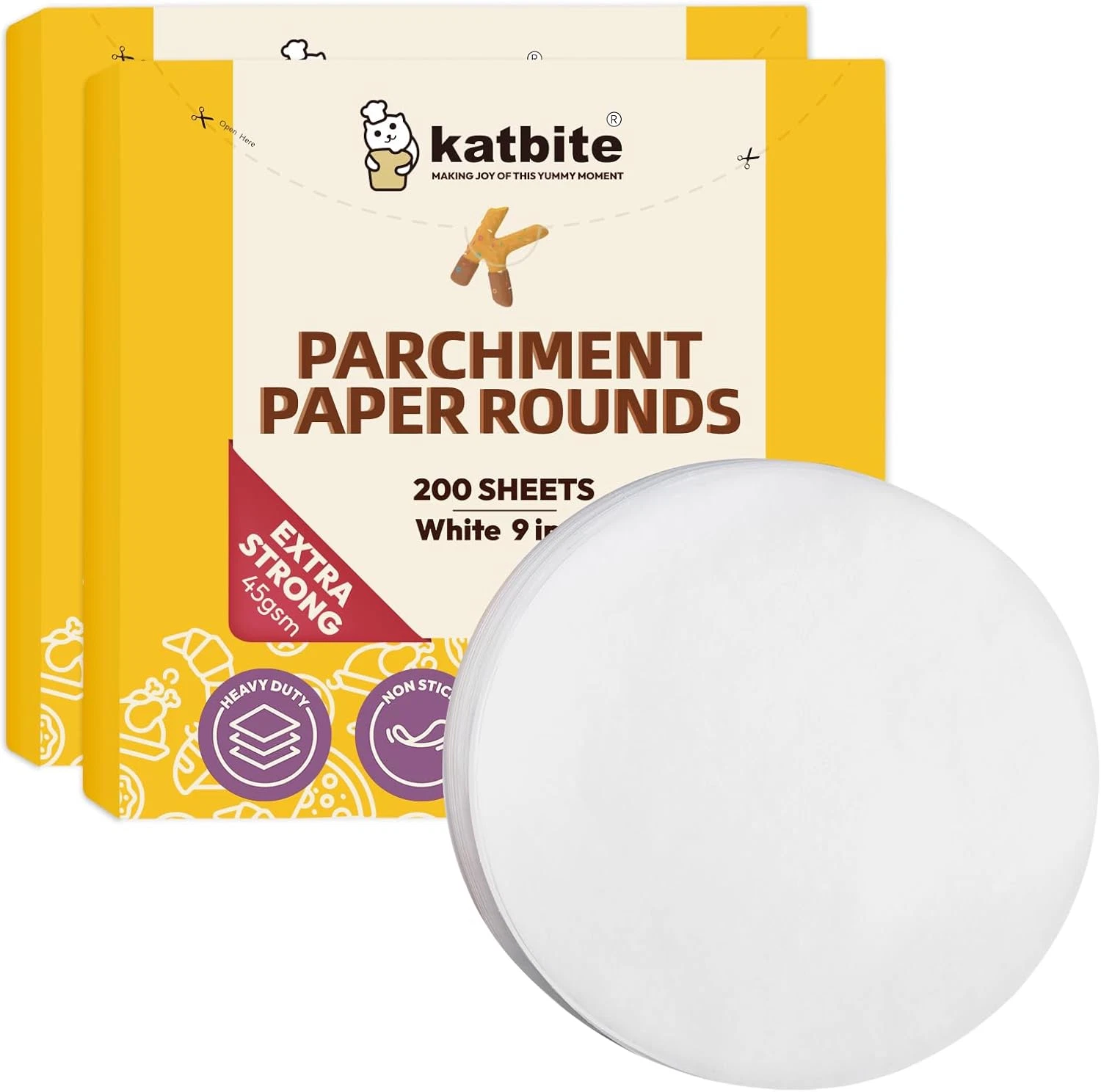 Katbite 9 Inch 400Pcs Parchment Paper Rounds, round Parchment Paper for Cake Bak
