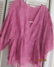 Tory Burch Womens 2 Pc Tunic Blouse Mauve Pink Cotton & Silk Boho Resort Sz 12