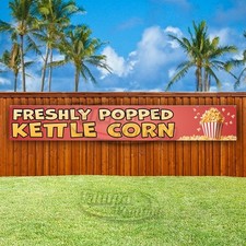 FRESHLY POPPED KETTLE CORN Advertising Snack Vinyl Banner Flag Sign USA XL01630