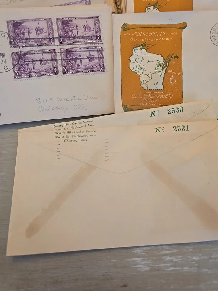 RARE collection, FDC, Scott #739, 1934 Wisconsin-First Day Cover-Numbered - Image 3 of 3