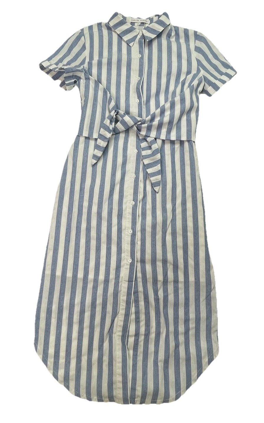 English Factory Womens Size S Small Linen Blend Maxi Shirt Dress Cottage Prairie