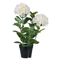 Artplants Kunst Blume Hortensie Binefa, Weiß, 60Cm