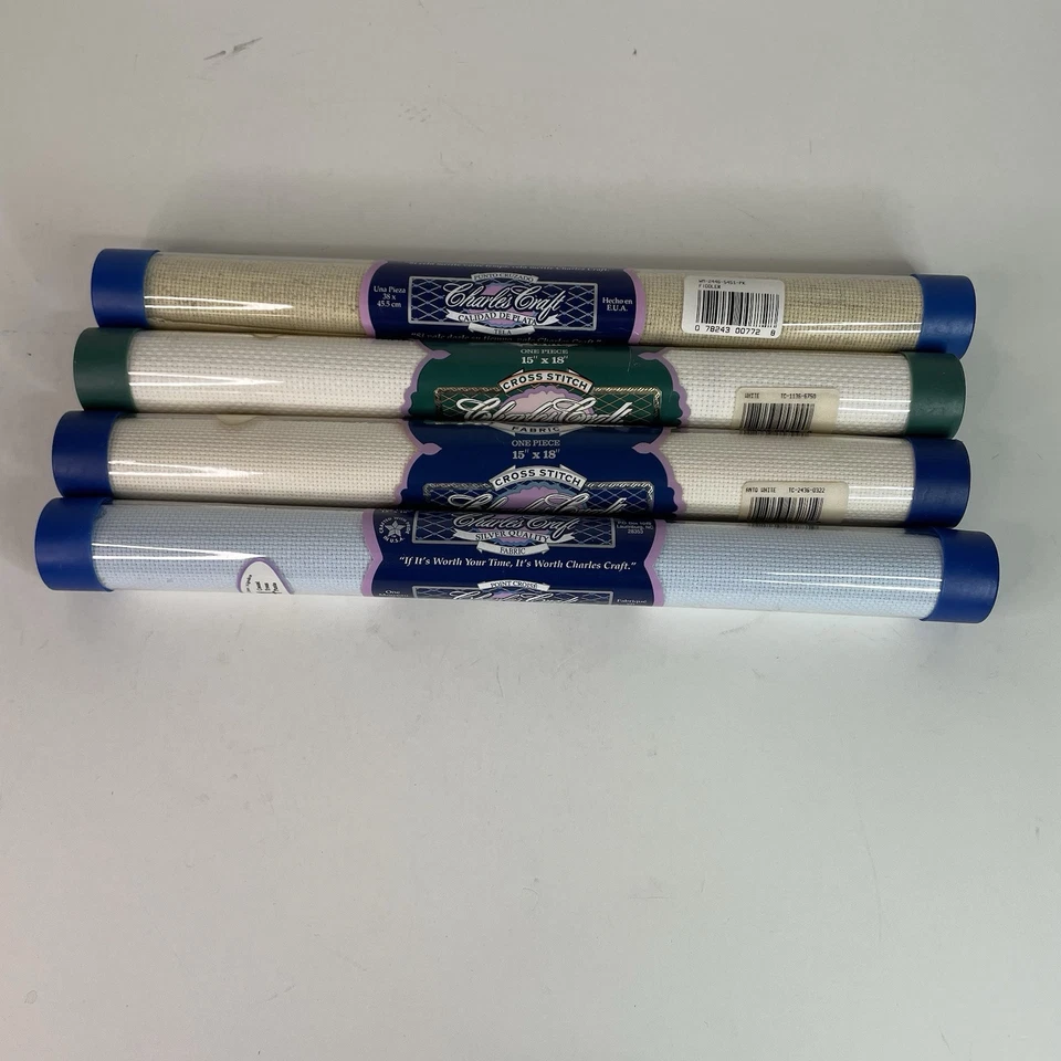 Vintage Charles Craft Cross Stitch Fabric, 15”x18” Lot Of 4 Brand New - Image 2 of 4