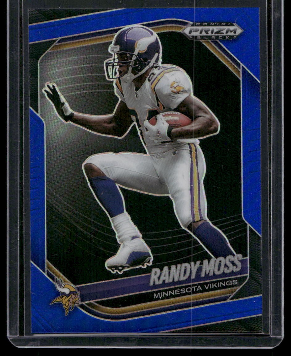 2025 Panini Prizm Black #89 Randy Moss Prizms Blue #/199