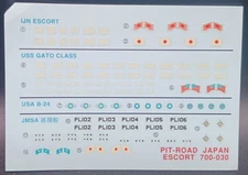 Pit-Road | No. W-7 | 1:700 IJN Escort Type No. 1 (Hei) vs USN Gato Class Decals