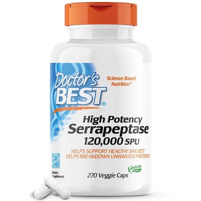 Doctor's Best High Potency Serrapeptase 270 Veggie Caps 12/26