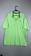 Under Armour Shirt Mens 2XL Green HeatGear Loose Golf Polo Performance