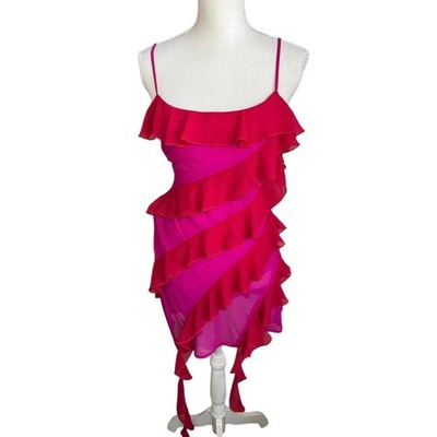 Lovers & friends Marisol mini dress red & pink Y2K ruffle sexy baddie cocktail 