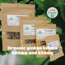 USDA Certified Organic Ginkgo Biloba Leaf 500mg and 650mg Vegetarian Capsules