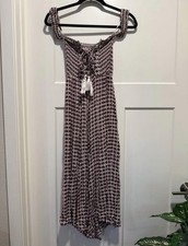 Free People Women's Geometric Off the Shoulder Lace-Up Tassel Romper Dress