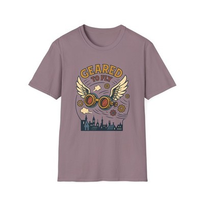 Unisex Softstyle T-Shirt Steampunk Flying Goggles Gears Wings Retro Victorian 