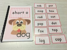 Interactive Learning Books for Children - Short  o  book - w/ 12 Laminated Cards
