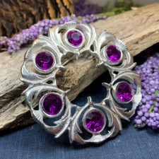 Crystal Celtic Thistle Brooch Scottish Scotland Ladies Pin