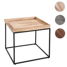 Beistelltisch HWC-K71, Kaffeetisch Couchtisch, Paulownia-Holz Metall 60x60x60cm