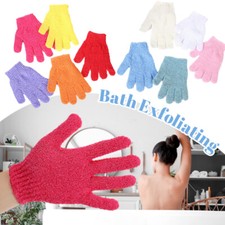 Bath Exfoliating Gloves Reversible Shower Gloves Body Scrub Cleansing Tool 2pc