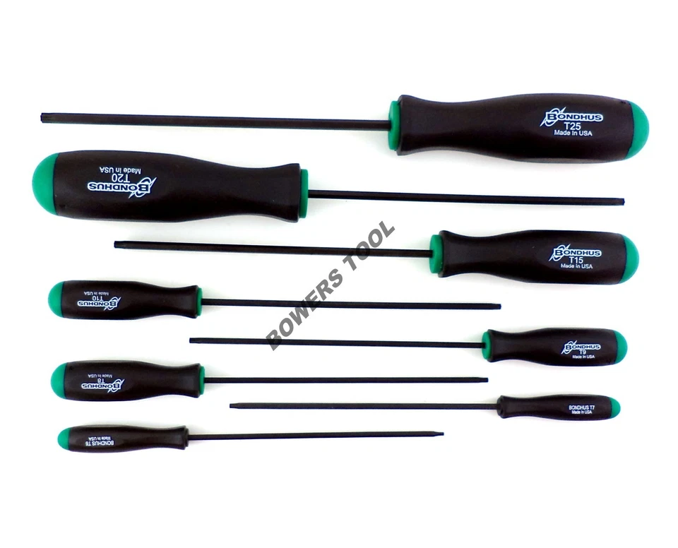 Bondhus 8pc Torx Star Screwdriver Set T25-T6 MADE IN USA 34532 High Torque Steel - Image 3 of 4