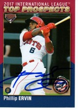 Phillip Ervin 2017 Louisville Bats International League Top Prospect Signed Card