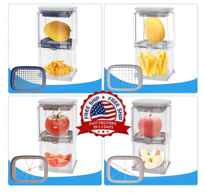 French Fry Cutter 4-in-1 Food Dicer Chop Box, Potato Cutter for Fries Potato Fre