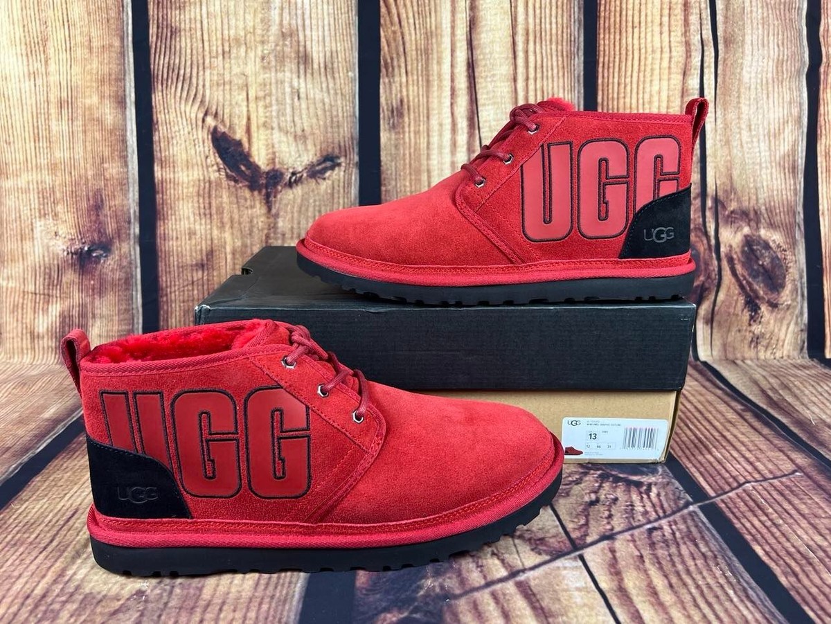 UGG Boots Men 8 9 12 Red Neumel Graphic Outline Ankle Chukka  display picture 1