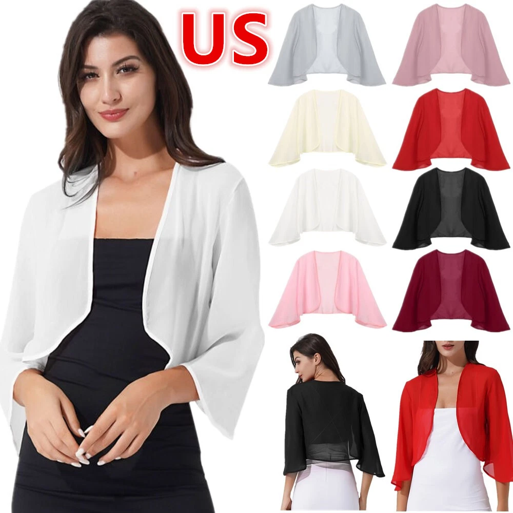 FAIRY TRENDZ LTD Bolero Donna Maniche Lunghe – Cardigan Corto Aperto, Elasticizzato